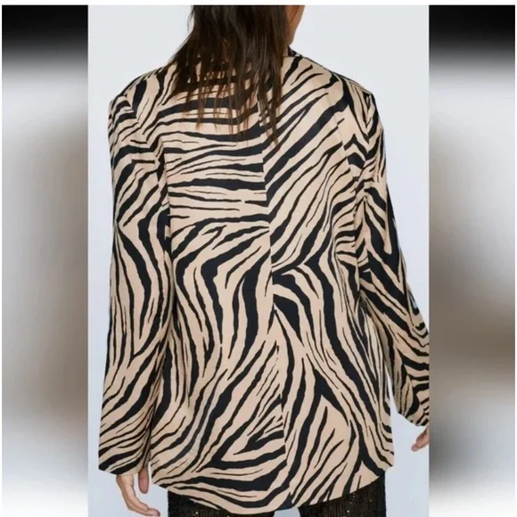 New Zara women animal print satin effect blazer - Picture 13 of 14